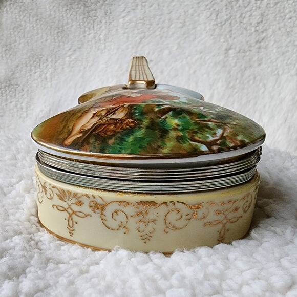 Vintage Porcelain Japanese Music Box Trinket Violin Flower Shaped Lego Brand - Picture 3 of 16